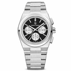 Мужские кварцевые часы Pagani Design PD-1761 Silver-Black 10 ATM сапфир