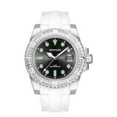 Жіночий годинник Sanda 9007 White-Black каучуковий ремінець 5 ATM