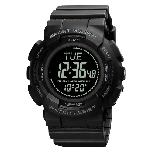 Тактичний чоловічий годинник Skmei 2077BK Black 5 ATM з підсвічуванням