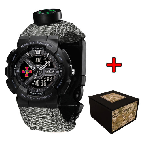 Тактические часы Patriot 005BKSU ВСУ с компасом и паракордовым ремешком