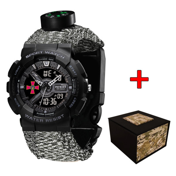 Тактические часы Patriot 005BKSU ВСУ с компасом и паракордовым ремешком