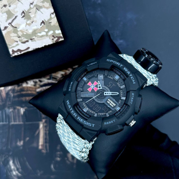 Тактические часы Patriot 005BKSU ВСУ с компасом и паракордовым ремешком