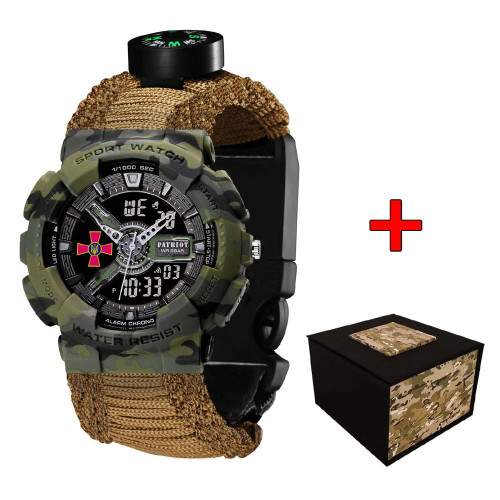 Тактические часы Patriot 005AGSU ВСУ с паракордом 5 ATM Khaki