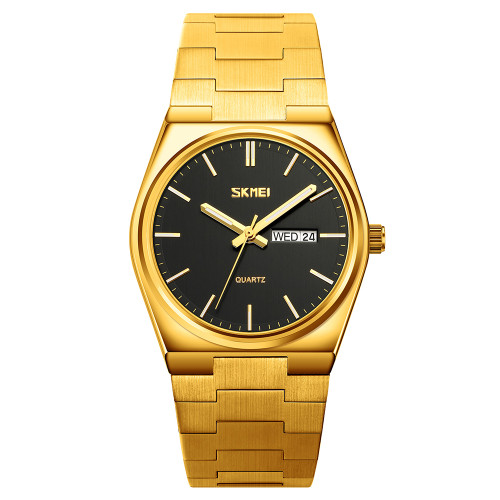 Чоловічий кварцовий годинник Skmei 9288GDBK Gold-Black з мінеральним склом