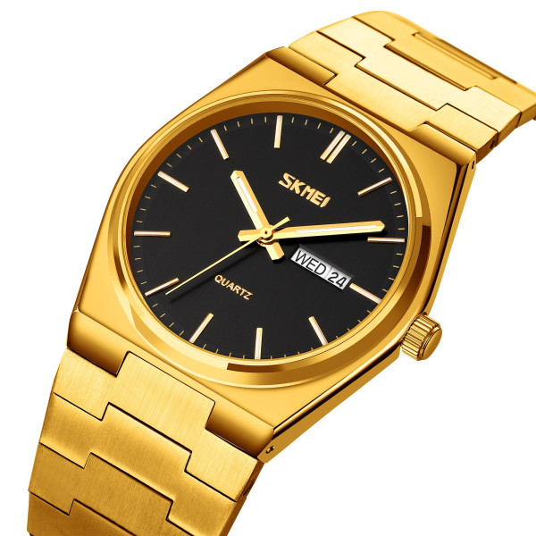 Чоловічий кварцовий годинник Skmei 9288GDBK Gold-Black з мінеральним склом