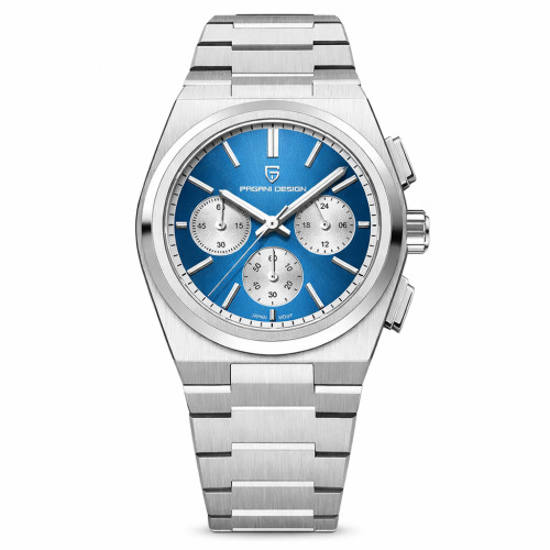 Чоловічий годинник Pagani Design PD-1761 Silver-Blue сапфірове скло 10 ATM