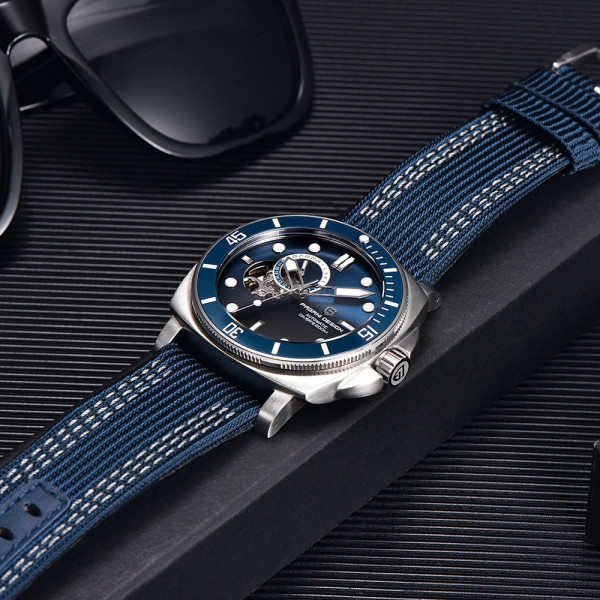 Чоловічий механічний годинник Pagani Design PD-1736 Silver-Blue 20 ATM сапфір