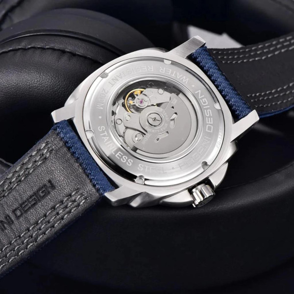 Чоловічий механічний годинник Pagani Design PD-1736 Silver-Blue 20 ATM сапфір