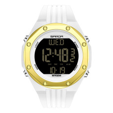 Чоловічий спортивний годинник Sanda 6093 White-Gold з водозахистом 5 ATM