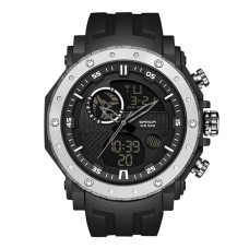 Чоловічий спортивний годинник Sanda 6012 Black-Silver водонепроникний 5 ATM