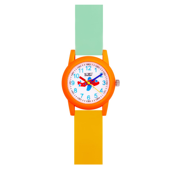 Детские кварцевые часы Better 002 Plane Orange-White с силиконовым корешком
