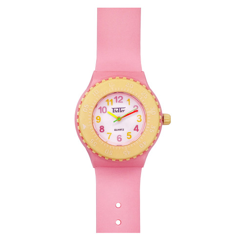 Дитячий аналоговий годинник Better 004 Pink-Yellow-White з силіконовим ремінцем