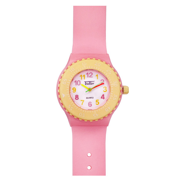 Детские аналоговые часы Better 004 Pink-Yellow-White с силиконовым корешком