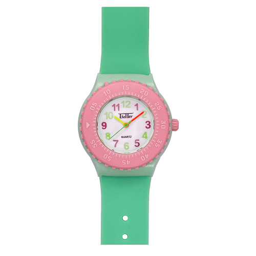 Дитячий годинник Better 004 Green-Pink-White кварцовий зі стрілочним циферблатом