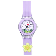 Детские кварцевые часы Better 005 Flowers Purple-White с силиконовым корешком