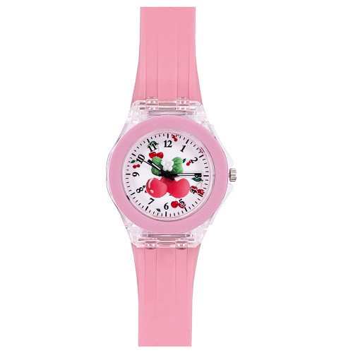 Дитячий аналоговий годинник Better 005 Cherry Pink-White з силіконовим ремінцем