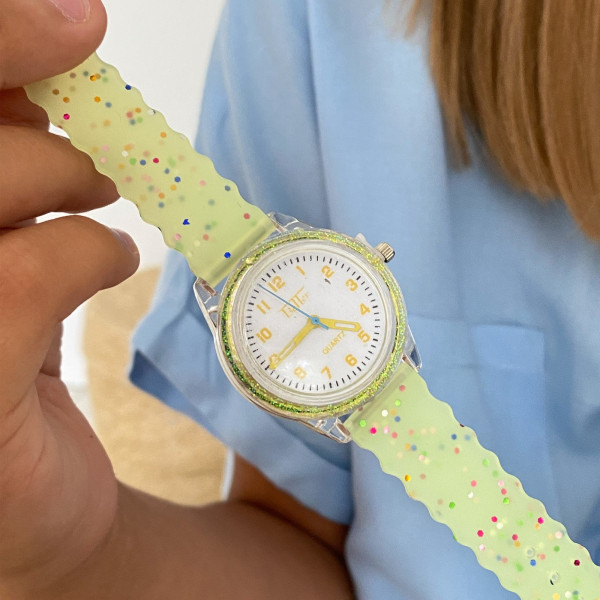 Дитячий аналоговий годинник Better 008 Shine Green-White з силіконовим ремінцем