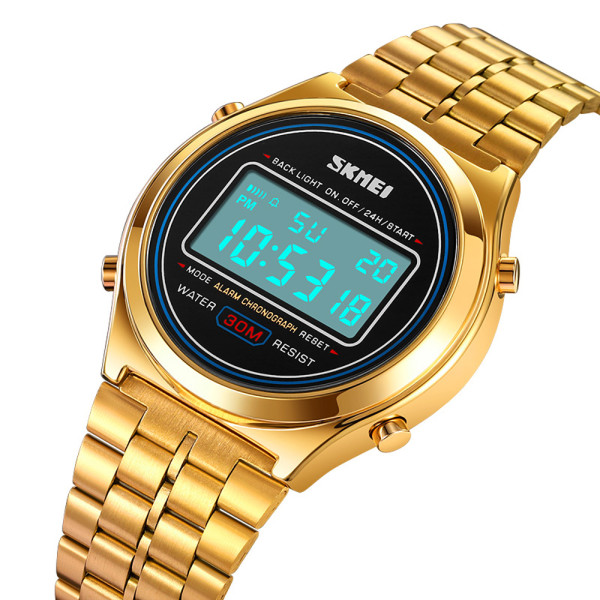 Мужские электронные часы Skmei 2146GD Gold с металлическим браслетом