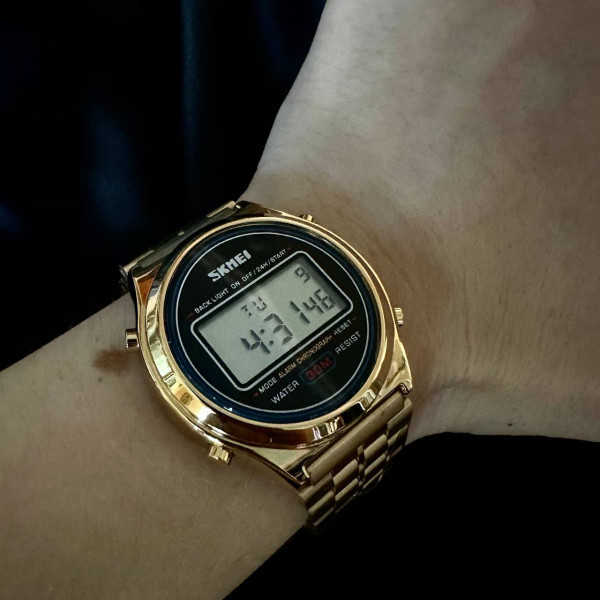 Мужские электронные часы Skmei 2146GD Gold с металлическим браслетом