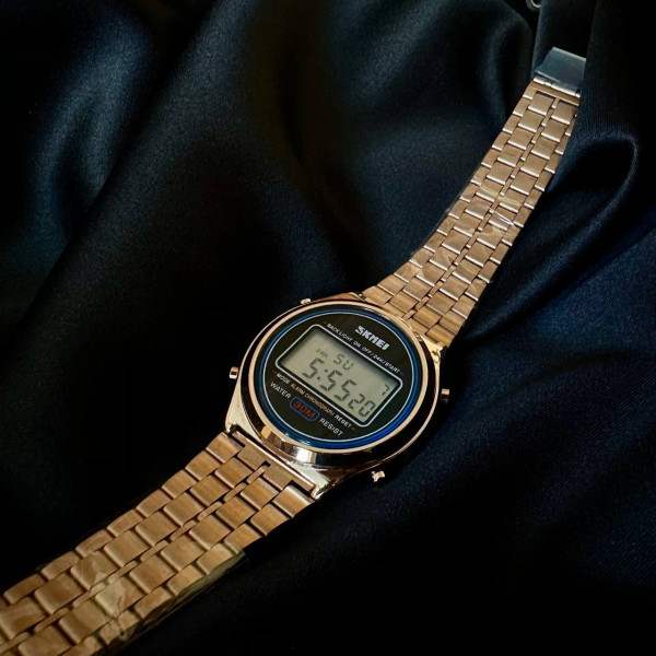 Мужские электронные часы Skmei 2146GD Gold с металлическим браслетом
