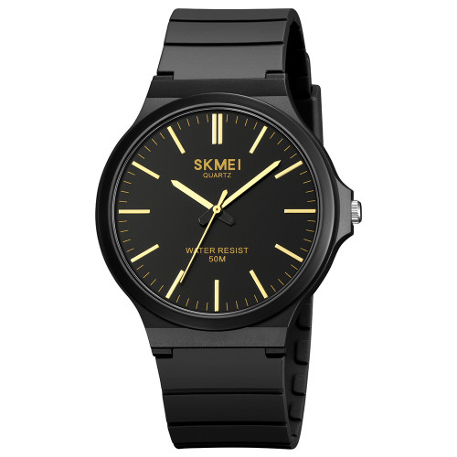 Чоловічий кварцовий годинник Skmei 2108BKGD Black-Gold з водозахистом 5 ATM