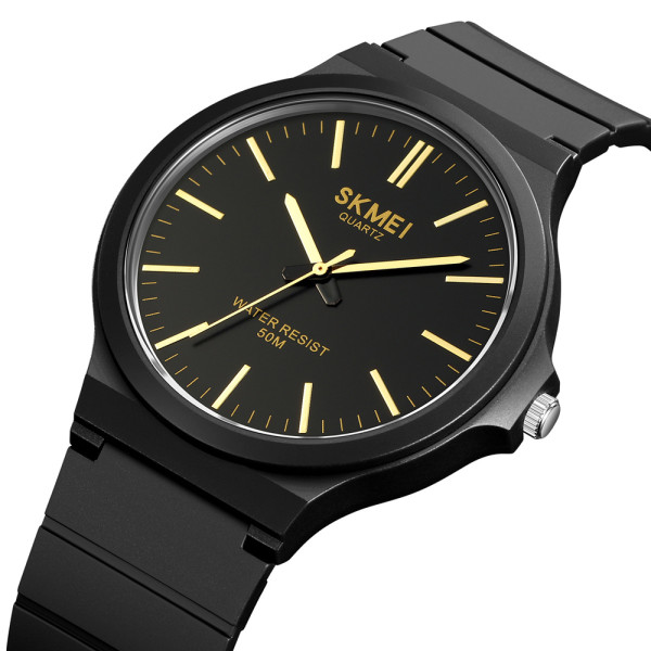 Мужские кварцевые часы Skmei 2108BKGD Black-Gold с водозащитой 5 ATM