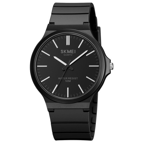 Мужские часы Skmei 2108BKSI Black-Silver каучуковый ремешок 5 ATM