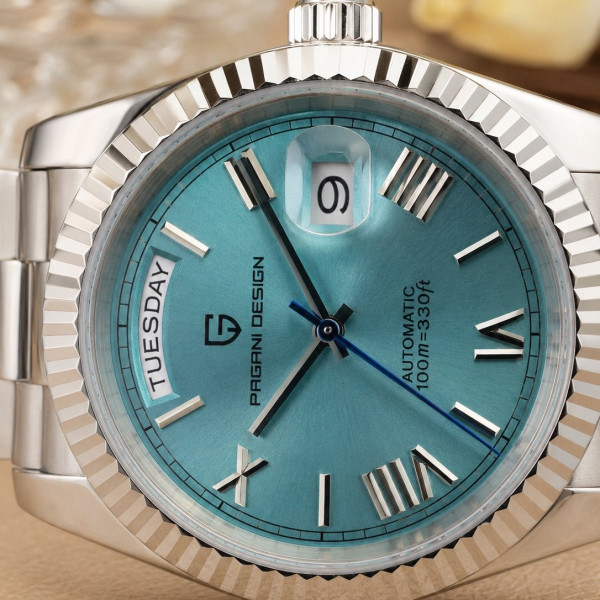 Чоловічий механічний годинник Pagani Design PD-1752 Silver-Light-Blue 10 ATM