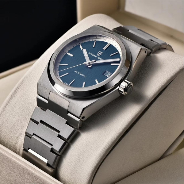 Чоловічий механічний годинник Pagani Design PD-1753 Silver-Blue 10 ATM