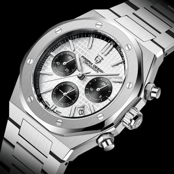 Мужские часы Pagani Design PD-1707 Silver-Silver с водозащитой 20 ATM