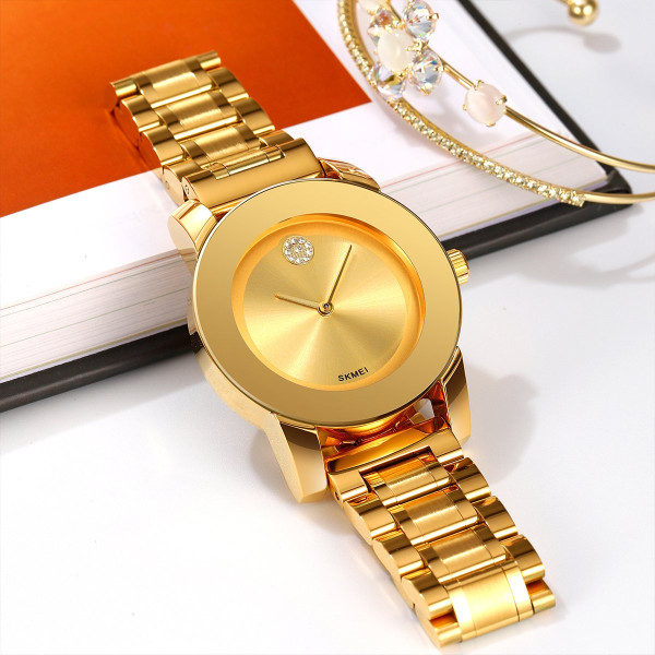 Женские часы Skmei 2176GD Gold классические кварцевые золотистые