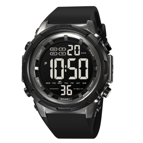 Мужские тактические часы Skmei 1845TN Titanium черные с подсветкой