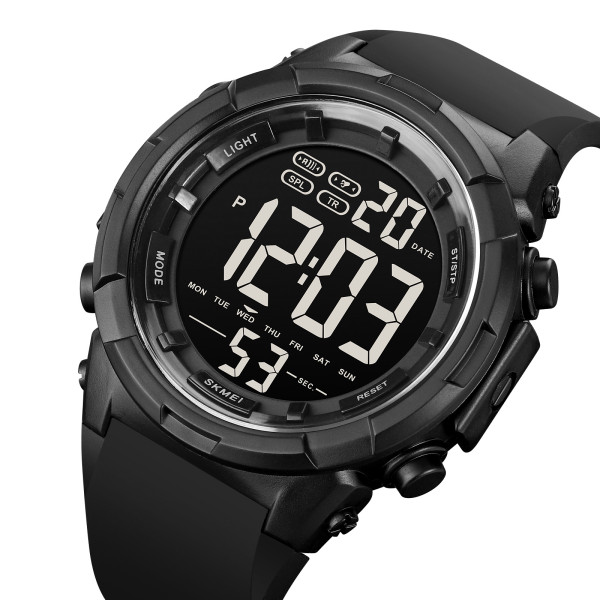 Мужские тактические часы Skmei 1845TN Titanium черные с подсветкой