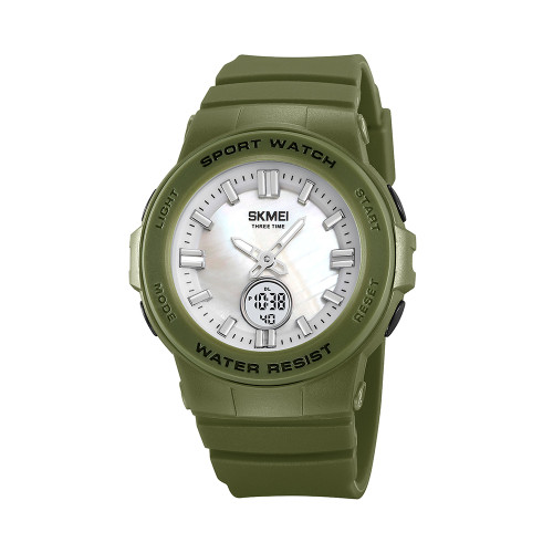 Женские спортивные часы Skmei 2125AG Army green с водозащитой 5 ATM