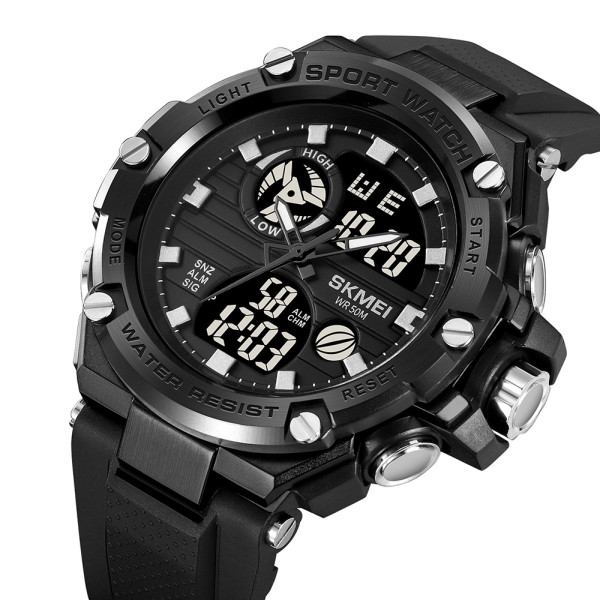 Мужские тактические часы Skmei 2119BK Black с подсветкой и водозащитой 5 ATM