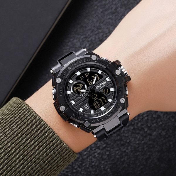 Мужские тактические часы Skmei 2119BK Black с подсветкой и водозащитой 5 ATM