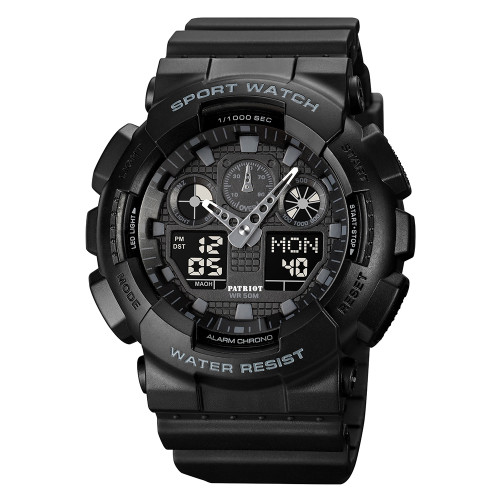 Чоловічий тактичний годинник Patriot 007BK Black водонепроникний 5 ATM