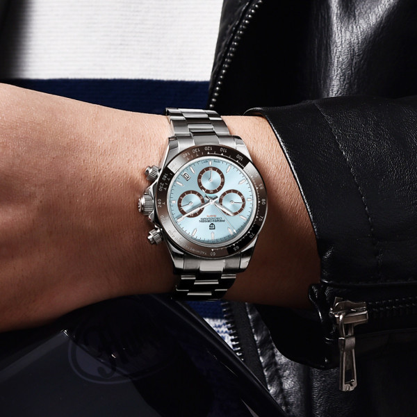 Мужские часы Pagani Design PD-1644 Silver-Blue с сапфировым стеклом 10 ATM