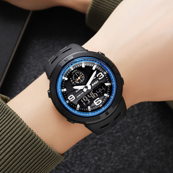 Мужские спортивные часы Skmei 1655BUBK Black-Blue с водозащитой 5 ATM