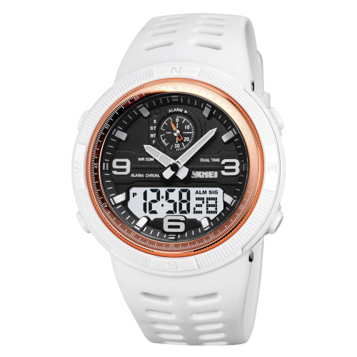 Мужские спортивные часы Skmei 1655WTWT White с водозащитой 5 ATM