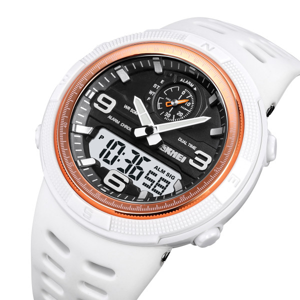 Мужские спортивные часы Skmei 1655WTWT White с водозащитой 5 ATM