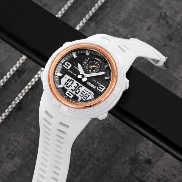 Мужские спортивные часы Skmei 1655WTWT White с водозащитой 5 ATM