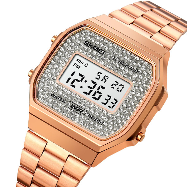 Женские электронные часы Skmei 1808RG Rose Gold с металлическим браслетом
