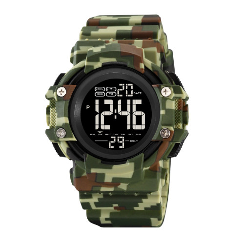Тактические мужские часы Skmei 2195CMGN Camo Green электронные камуфляж