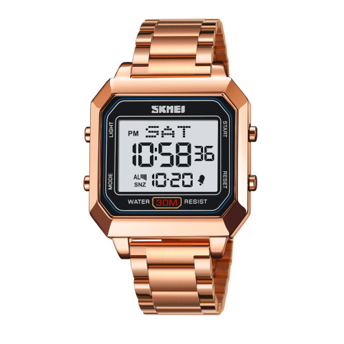 Чоловічий електронний годинник Skmei 2149RG Rose Gold з металевим браслетом