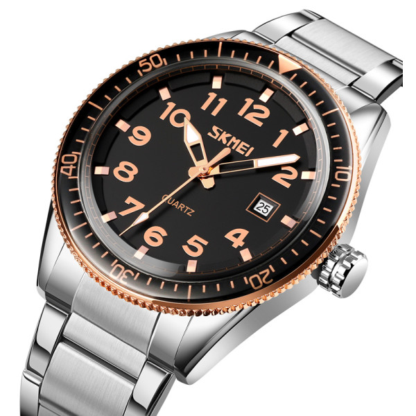 Мужские кварцевые часы Skmei 9232SRGBK с люминесценцией Rose Gold-Black
