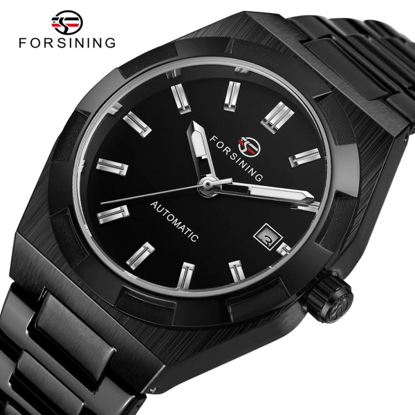 Чоловічий механічний годинник Forsining 8264 Black з автопідзаводом