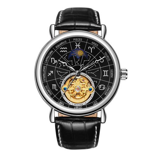 Чоловічий механічний годинник Winner 8271 Silver-Black з автопідзаводом
