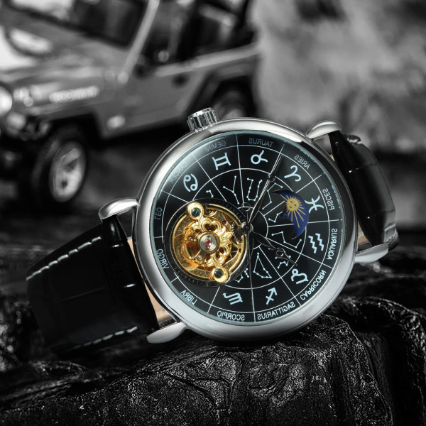 Чоловічий механічний годинник Winner 8271 Silver-Black з автопідзаводом