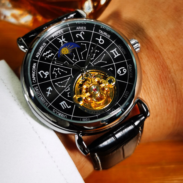 Чоловічий механічний годинник Winner 8271 Silver-Black з автопідзаводом